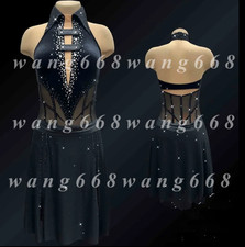 Ice skating dress Competition Figure Skating Twirling Costume black