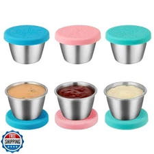 Freshmage [6 Pack 2.4oz] Stainless Steel Dressing Container with 
