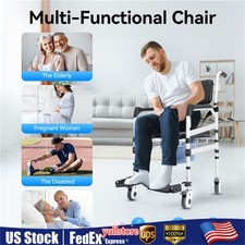 Shower Chair with Wheels Rolling Commode Chair for Toilet with Arms for Elderly