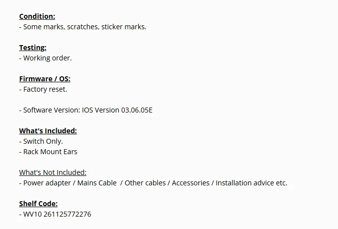Cisco Managed Switch WS-C3850-48P-S V04 48 x PoE GB RJ45, 4 x GB SFP w/dual PSU - Image 2 of 4