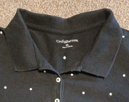 Polo Croft & Barrow Mujer Talla XL Negro Blanco Lunares Manga Corta Clásico Básico - Imagen 8 de 13