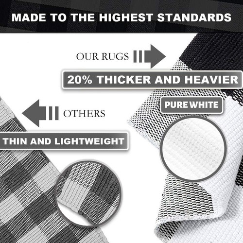 KOZYFLY Buffalo Plaid Area Rug 5 x 7 Ft Black and White Checkered Rug Washabl... - Picture 4 of 9