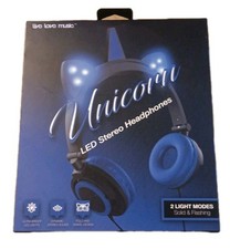 Unicorn Headphones Fold-able LED Light Up Choice Of Blue New D22 