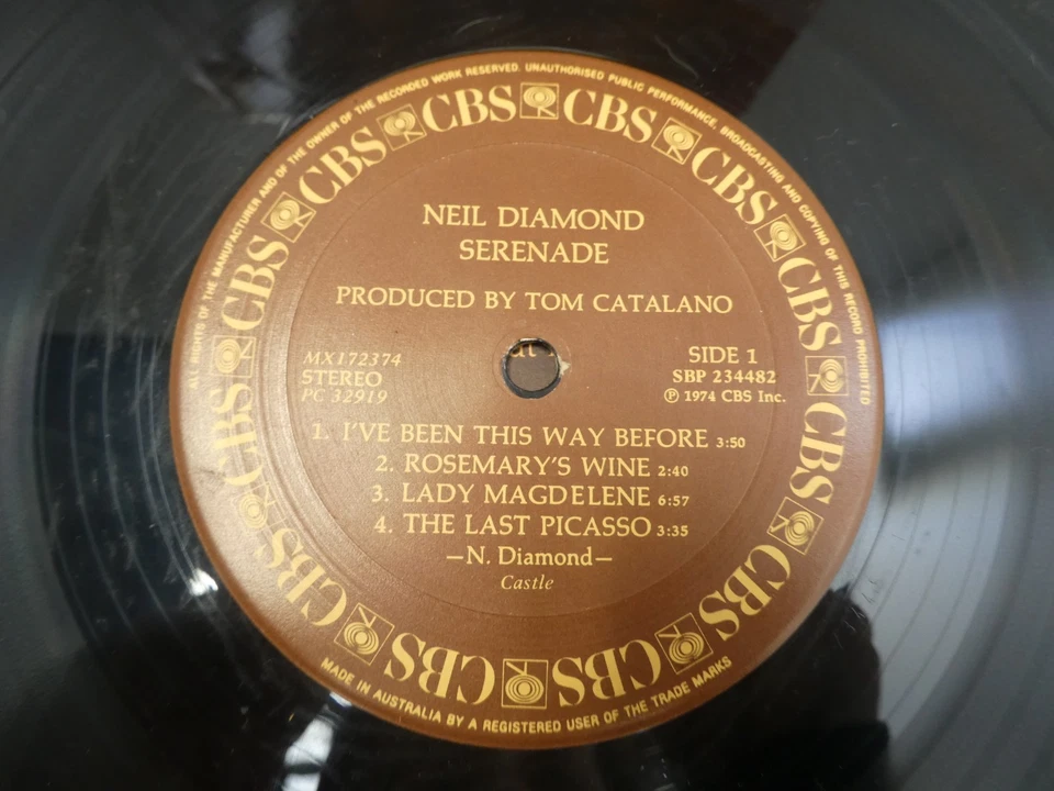 NEIL DIAMOND SERENADE 1974 CBS RECORD LP VINTAGE VINYL AUSTRALIA - Image 3 of 4