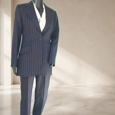 Authentic Dolce & Gabbana Women's Pinstripe Wool Suit IT 44 US 8 Made in Italy
