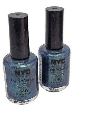 NYC New York Color Long Wearing Nail Enamel 140 Empire State Blue 0.45z (2 PACK)