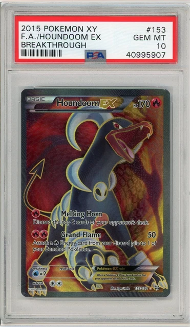 PSA GEM MINT 10 Houndoom EX FULL ART 153/162 Breakthrough Holo - POKEMON