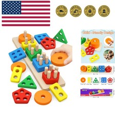 Montessori Toys for 1 to 3--Old Boys Girls Toddlers, Wooden Sorting  Stackin...