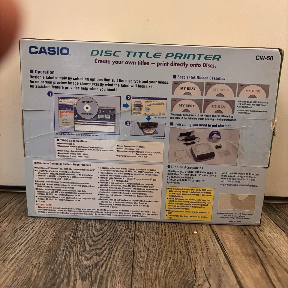 Casio Disc Title Printer CW-50 New Open Box - Image 3 of 4