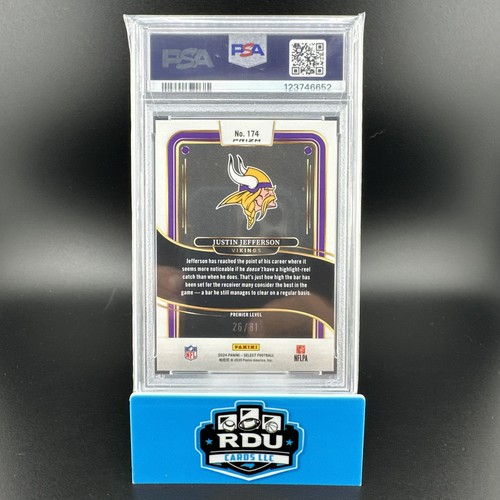 2024 Select Int. Justin Jefferson Premier Lvl Dragon Scale /81 PSA 10 POP 2 ๐ฅ - Foto 2 di 3