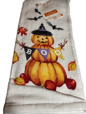 RACHEL ASHWELL KITCHEN TOWELS (3) PUMPKINS BOO 20 X 28 1005 ORGANIC COTTON NWT