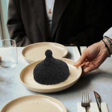 Smoking Cloche Dome Cover 4.7" with Fake Volcano Stone Textured Small Smoke