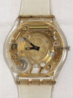 Swatch Skin Gold Jewelry Vintage Skeleton Quartz Men's Watch 20+Yrs