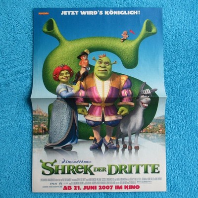 SHREK der Dritte POSTER Dreamworks POPCORN 2 Seiten 1990er US5