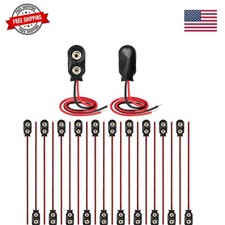9v Battery Clip Connector I-Type Leather Housing Holder and Bare Lead Wire P...