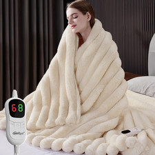 Heated Throw Blanket, Faux Fur Cozy Heating Blanket with Overheat Protection, 1/