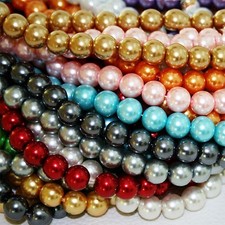 50 Pcs Glass Faux Pearl Smooth Round Beads Craft DIY 10mm Jewelry Making