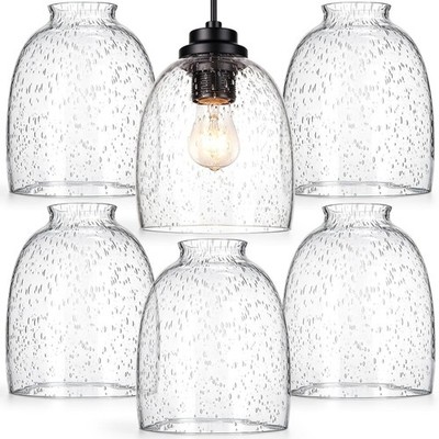 6 Pack Clear Seeded Glass Shade Replacement 1.65'' Fitter, 5.47'' x 4.76'' Ceili...