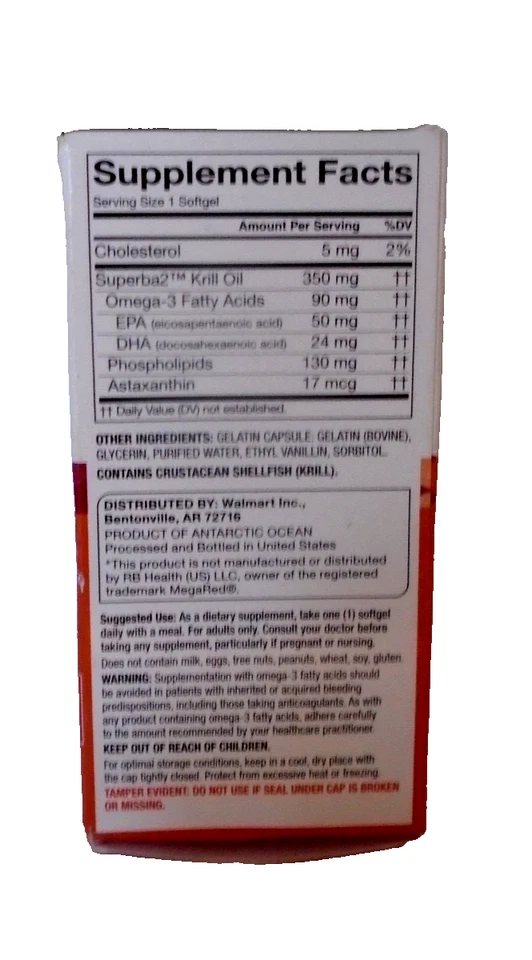 Equate Krill Oil Dietary Supplement 350 mg - 65 Softgels EXP 10/31/2026 - Image 2 of 2