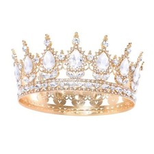 Queen Crown for Women Crystal Tiara for Girl Rhinestone Wedding Headband Gold