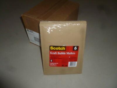 BRAND NEW SCOTCH KRAFT BUBBLE MAILERS 6 X 9  36 ENVELOPES FULL BOX 3M SIZE 0 NIB