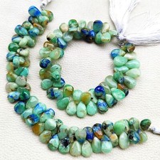 Natural Bicolor Chrysocolla Azurite 13x9 mm Smooth Pear Shape Beads 8" Strand