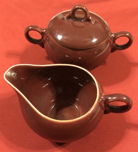 Ballerina Union Made USA - Maroon 1950’s Sugar Bowl/Creamer