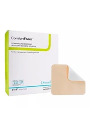 ComfortFoam Border Foam Wound Dressing  Soft Silicone Adhesive 6" x 6" BX of 10