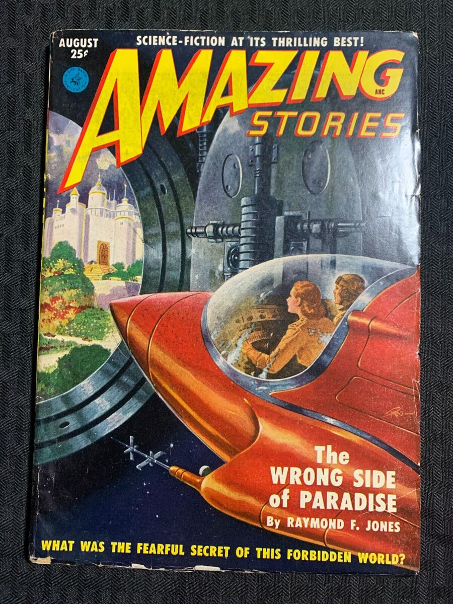 洋書 4 PULP MAGAZINES: 1935, 1938, 1940, 1951 1951 Aug AMAZING STORIES Pulp Fiction Magazine VG 4.0 The