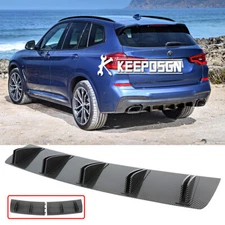 For X3 X5 Carbon Fiber Look Rear Bumper Diffuser Shark Fin Spoiler Splitter Lip