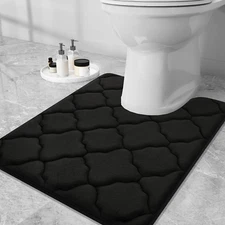 Memory Foam Toilet Rugs Non-Slip Thick U-Shaped Bath Mat Soft Absorbent 24"X20"