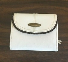 LIZ CLAIBORNE WALLET  WHITE WITH DARK BROWN TRIM
