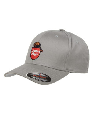 Canadian Pacific (CP) bestickt 1960er Biberschild Flexfit L/XL Lt graue Kappe 