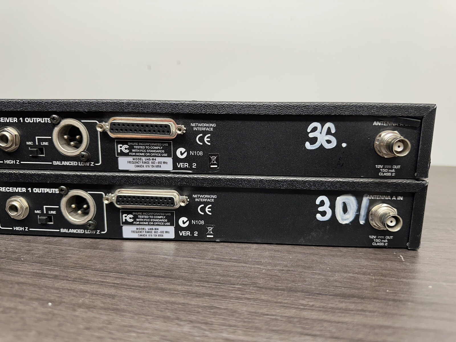 Lot Of 2 Shure U4S-M4 UHF Dual Channel Wireless Microphone Receivers ...