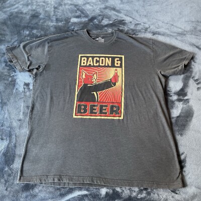 Bacon & Beer Classic Men s Short Sleeve Gray T-Shirt 2XL