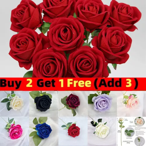 1PC Simulation Artificial Rose Head Fake Silk Flowers Bouquet Home Wedding Decor - Picture 1 of 24