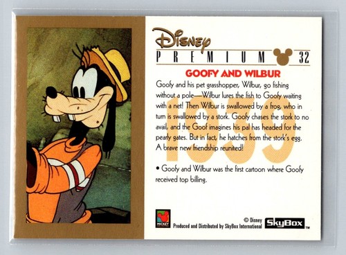 GOOFY AND WILBUR 1995 Skybox Disney Premium #32 C2 - Picture 2 of 2