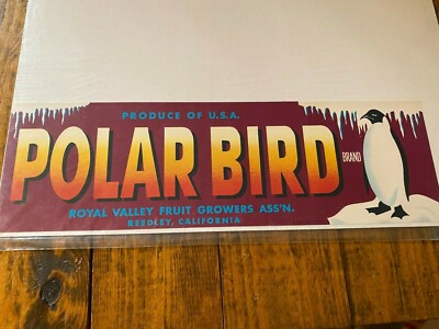 Vintage Unused Polar Bird Royal Valley California Crate Label NOS