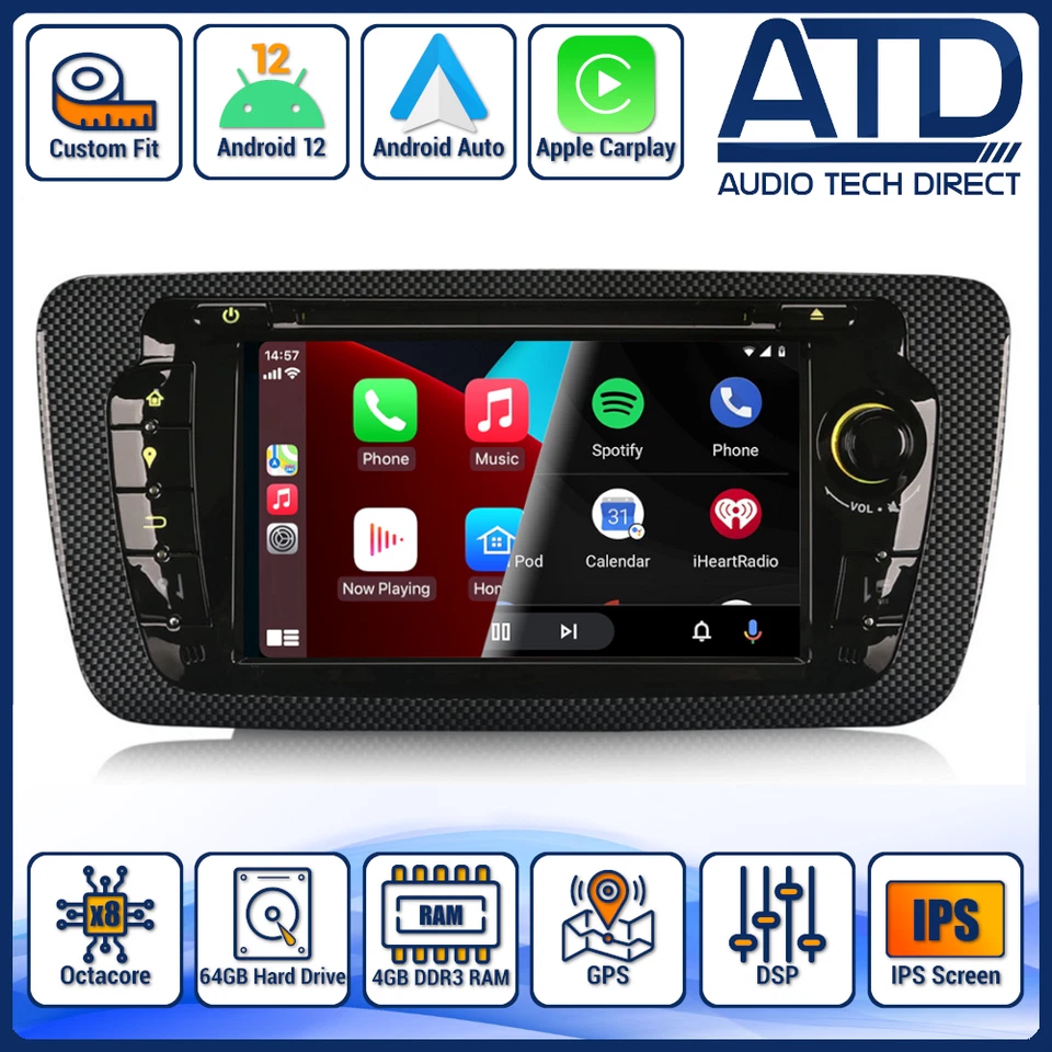 Android Auto Radio pour Seat Ibiza Mk4 Carplay Sat Nav IPS Dsp Autoradio 6J ( - Photo 1/4