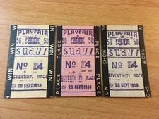 1958 Playfair WA Horse Racing Tote Betting Tickets, $50 WPS Set - LAST ONE!!