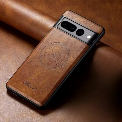 Leder Hülle für Google Pixel 9 Pro XL 8 8A 7 7A 6 6A Luxus Magnet Kabellos Case
