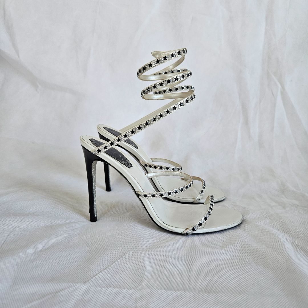 René Caovilla Crystal Embellished Cleo Sandal, Size 37