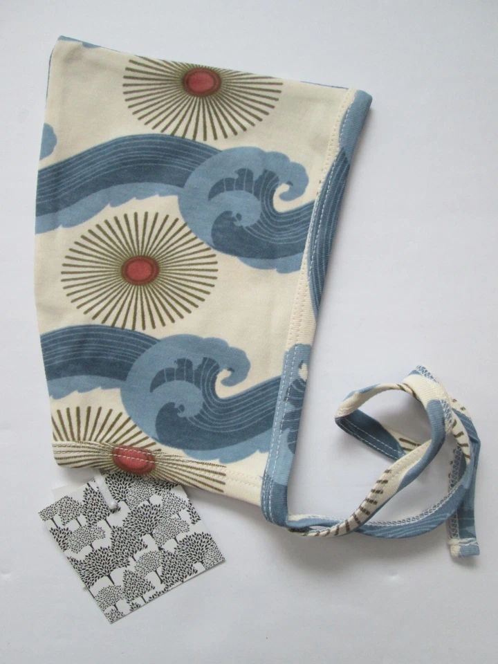 NEW Kate Quinn Pilot Elf Hat 6-12 Mos. Baby Ocean Sun Blue Waves Organic Cotton - Image 2 of 4