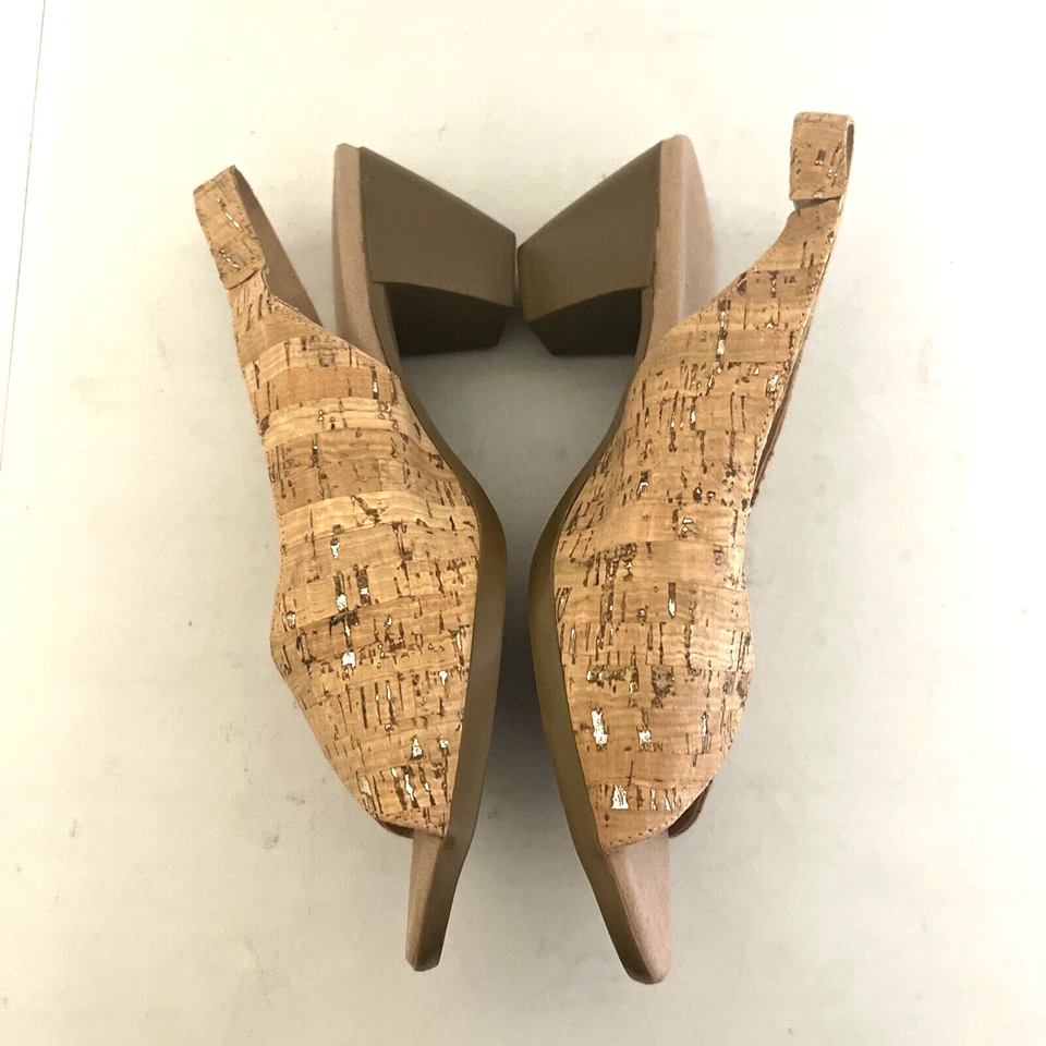 Sandalia Munro Rochelle Slingback Corcho Cuero Slide 10.5 W Hecha en EE. UU. NUEVA $200 Foto 3 de 4