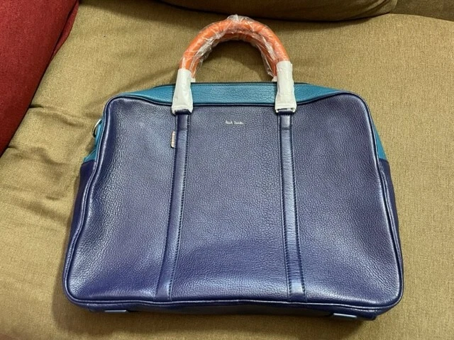 Paul Smith Leather Messenger Bag Multi-Color Blue Orange for Men NWT