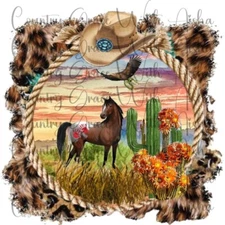 Sublimation Transfer Print Horse Western Ready To Press Heat Transfer