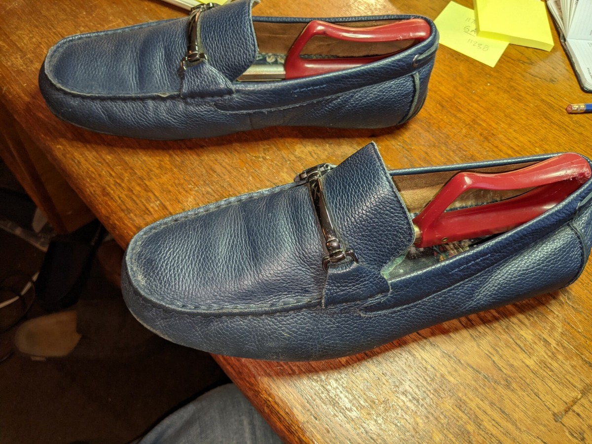 Alfani Mens Sz 11 Loafers Navy Tumbled Leather Drivers MSRP 79.99