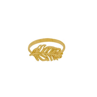 14 Karat Echt Gold Ausgefallen Feder Gelbgold Ring Größen 6 und 7