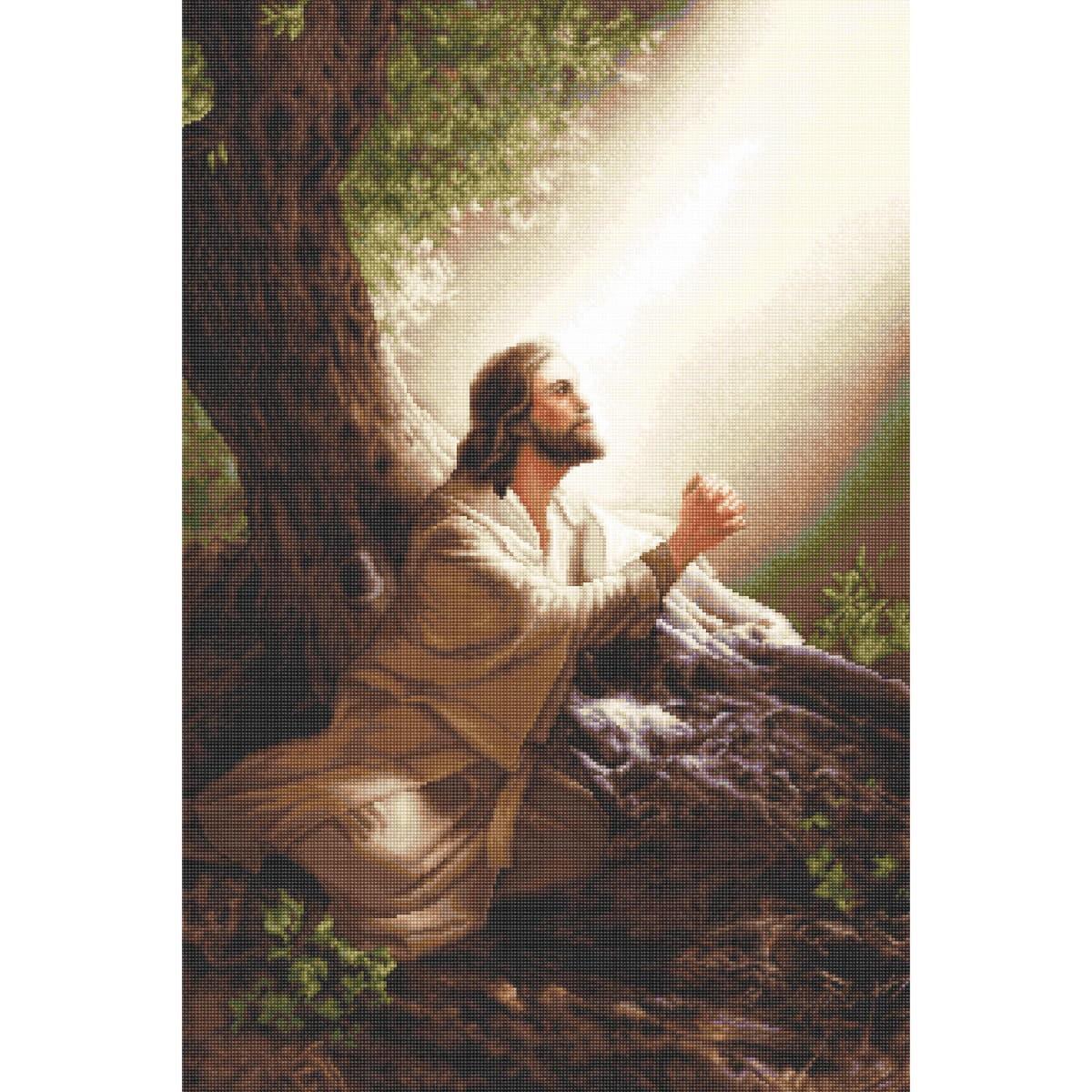 Luca-S counted cross stitch kit ""Gold Collection Jesus Christ"", 35x52cm, DIY