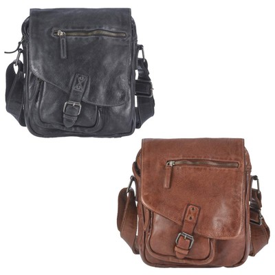 Greenburry Umhängetasche Leder Tasche Damen Herren Vintage Washed 25x28cm